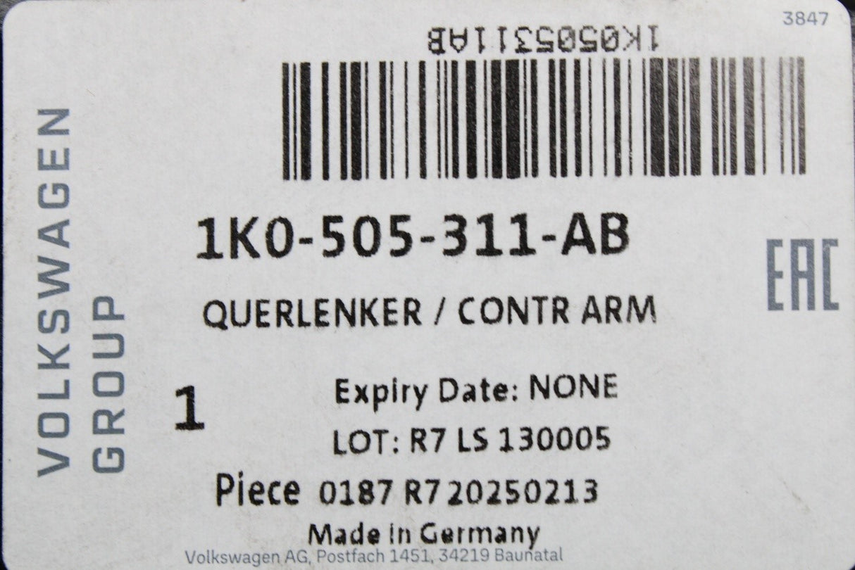 VW Golf MK5 MK6 Audi A3 8P Skoda SEAT rear lower control arm 1K0505311AB