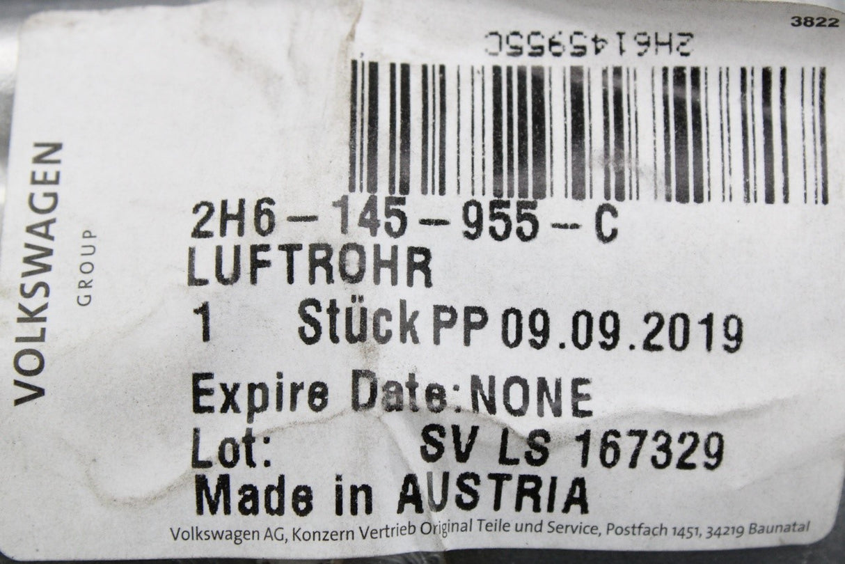 VW Amarok 2017-2022 3.0 TDI turbocharger charge pipe 2H6145955C