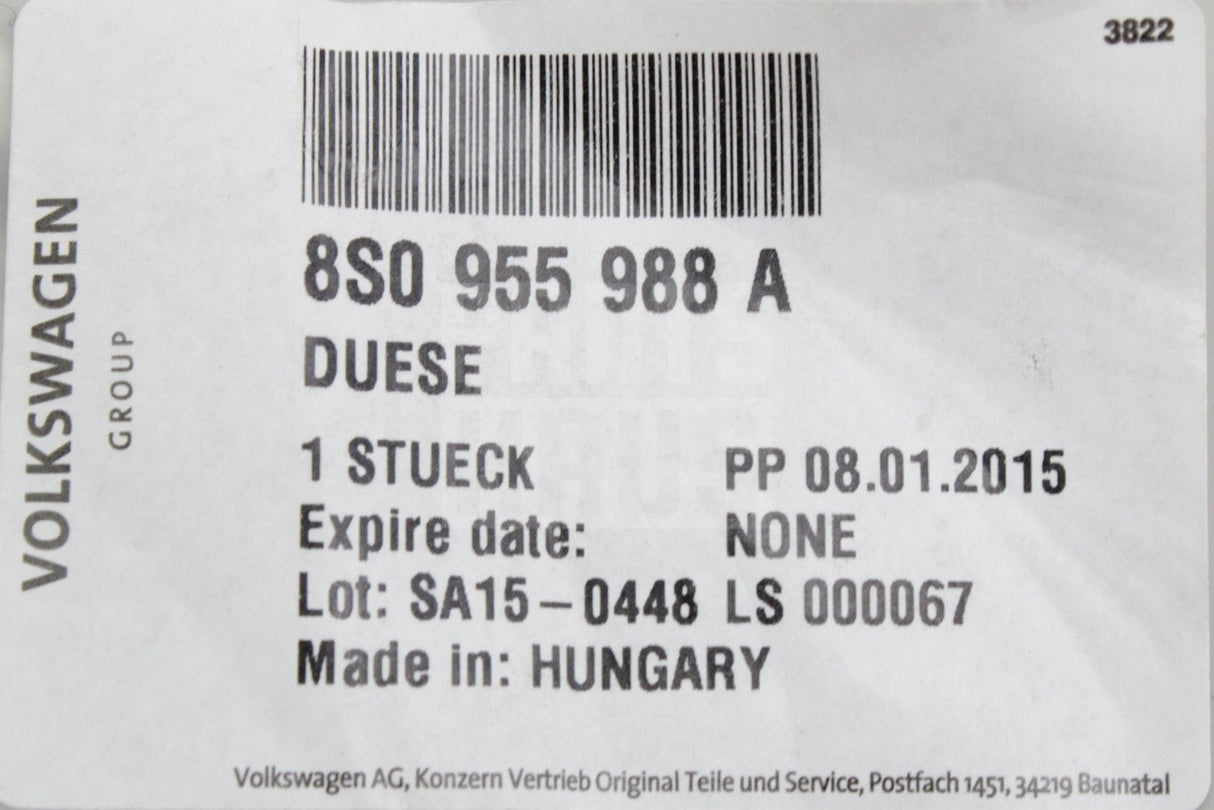 Audi TT TTS TTRS 2015-24 heated windscreen washer jet (right) 8S0955988A