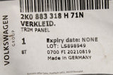 VW Caddy Kombi 2011-2015 rear seat side trim (right) 2K0883318H 71N