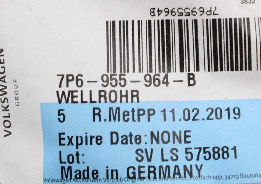 VW Golf MK7 Scirocco Touareg T6 headlight washer hose pipe 7P6955964B