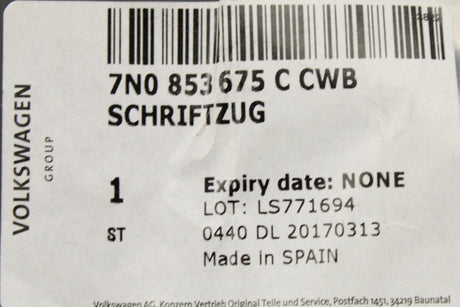 VW Sharan CC Golf Cabriolet Up! rear Bluemotion badge 7N0853675C CWB