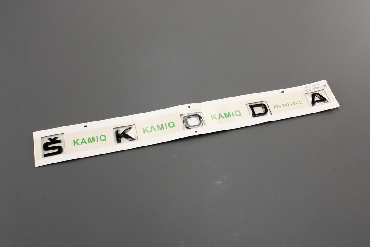 Skoda Kamiq 2019-on rear boot lid lettering badge (black) 658853687D 041, view 1