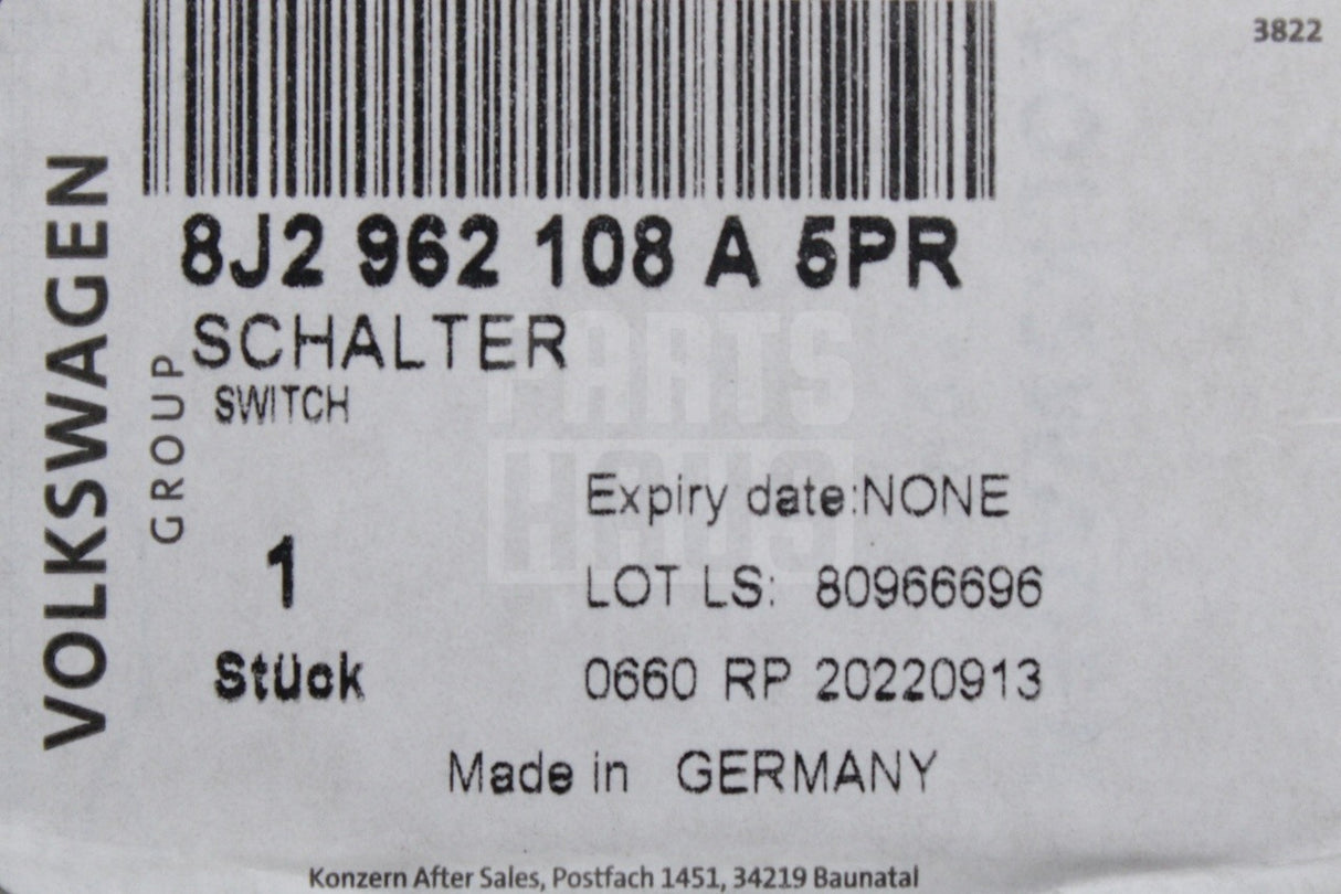 Audi TT TTS TTRS 2007-14 R8 2007-15 RHD door lock switch 8J2962108A 5PR
