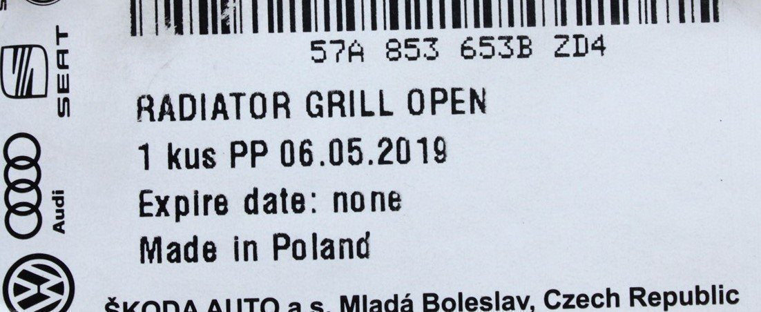 Skoda Karoq 2018-on front radiator grille 57A853653B ZD4