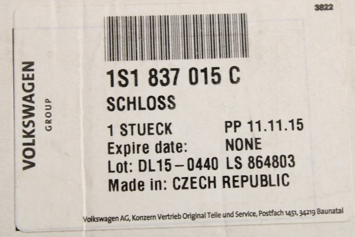 VW Up! Skoda Citigo SEAT Mii front right door lock (LHD only) 1S1837015C