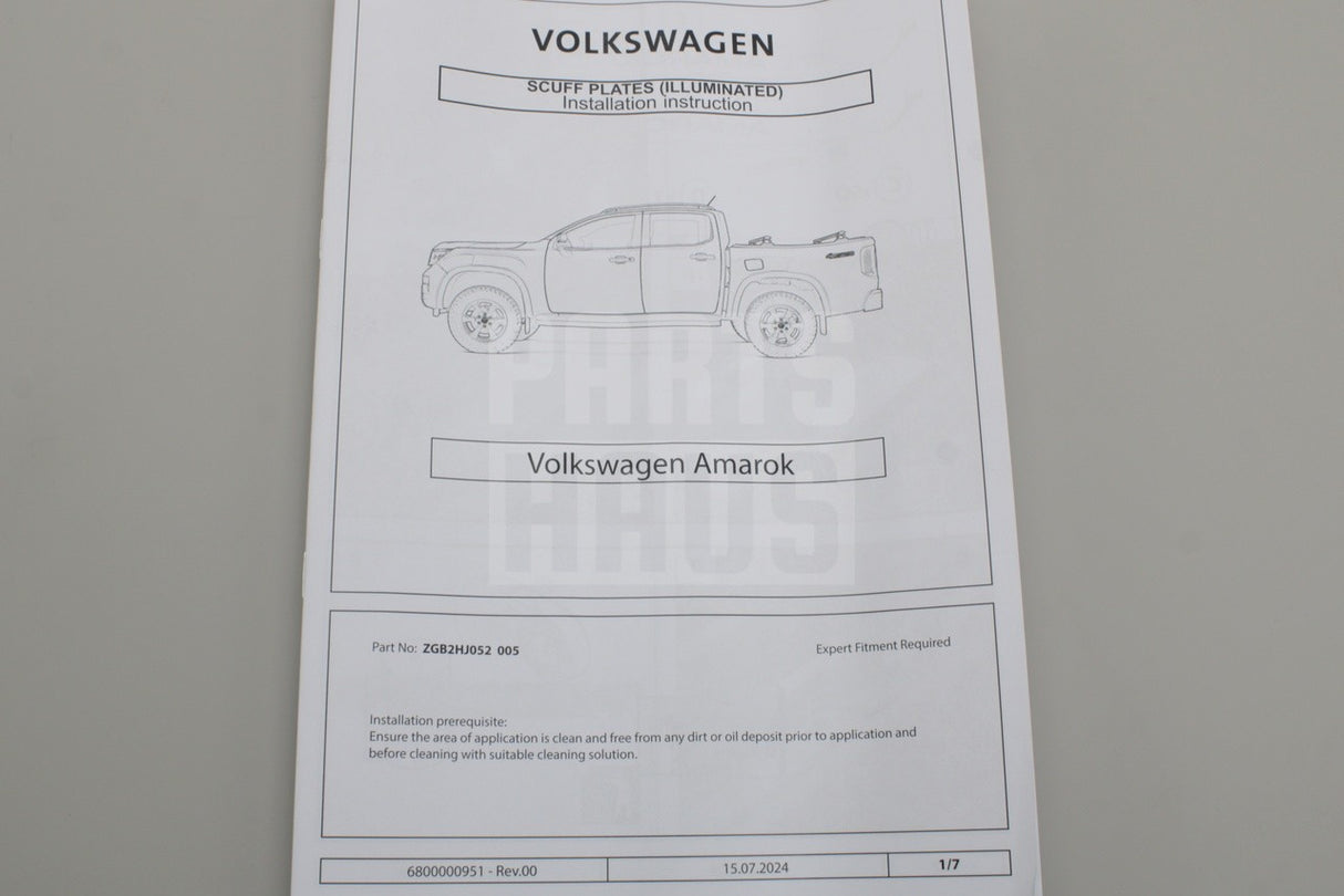 VW Amarok 2022-on illuminated front door scuff plates ZGB2HJ052005