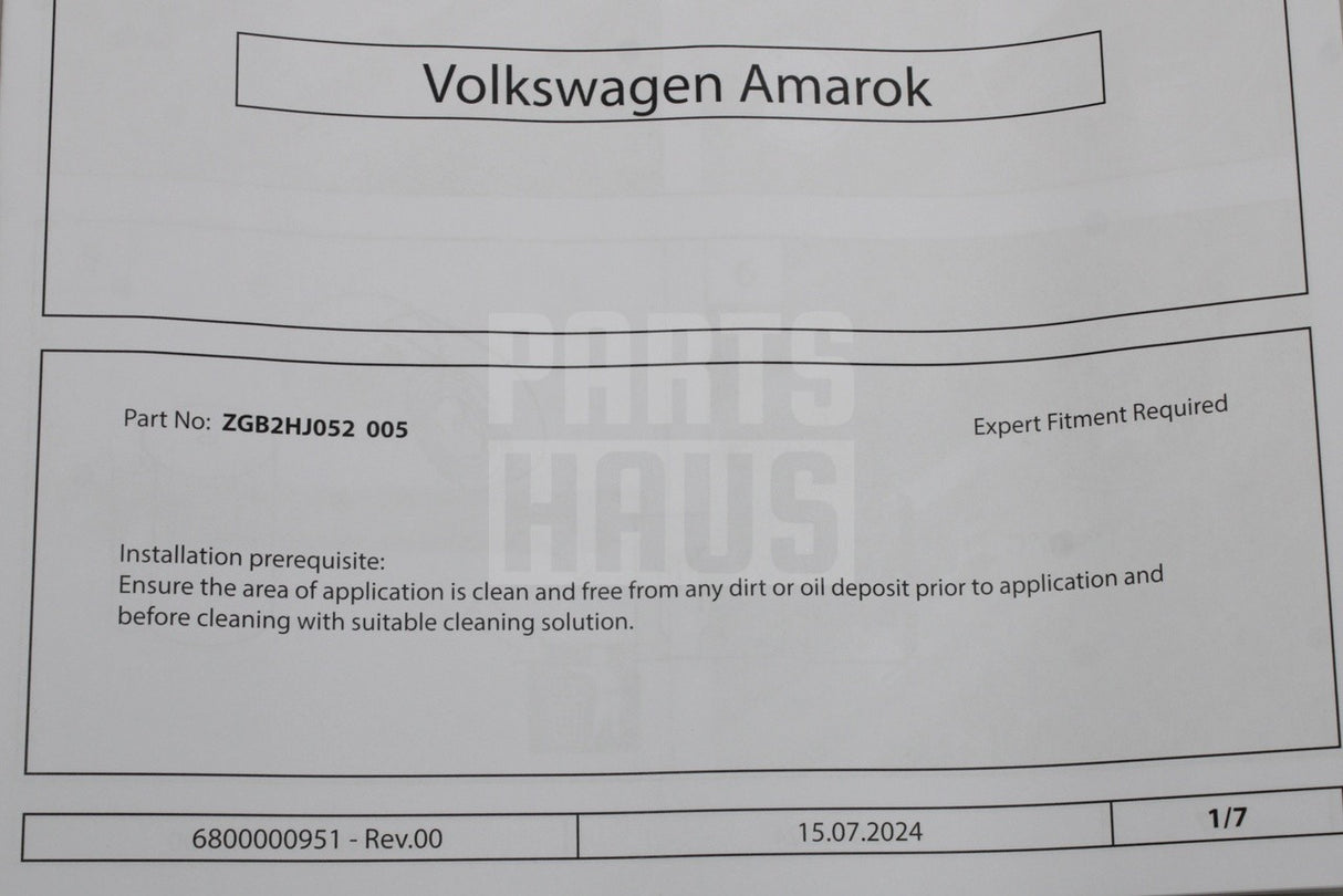VW Amarok 2022-on illuminated front door scuff plates ZGB2HJ052005
