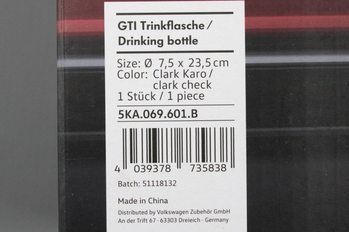 VW Volkswagen GTI water drinks bottle 650ml 5KA069601B