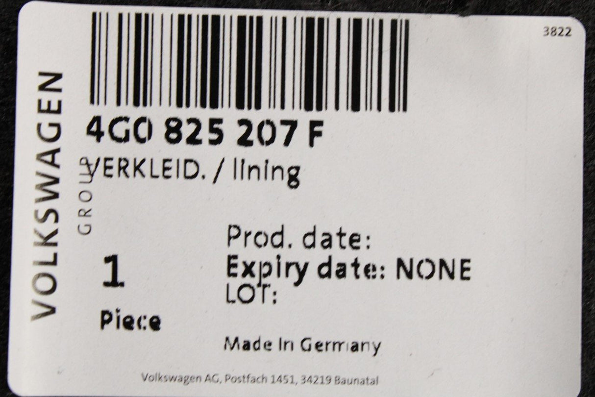 Audi A6 S6 A7 2011-2018 underbody trim panel (left) 4G0825207F