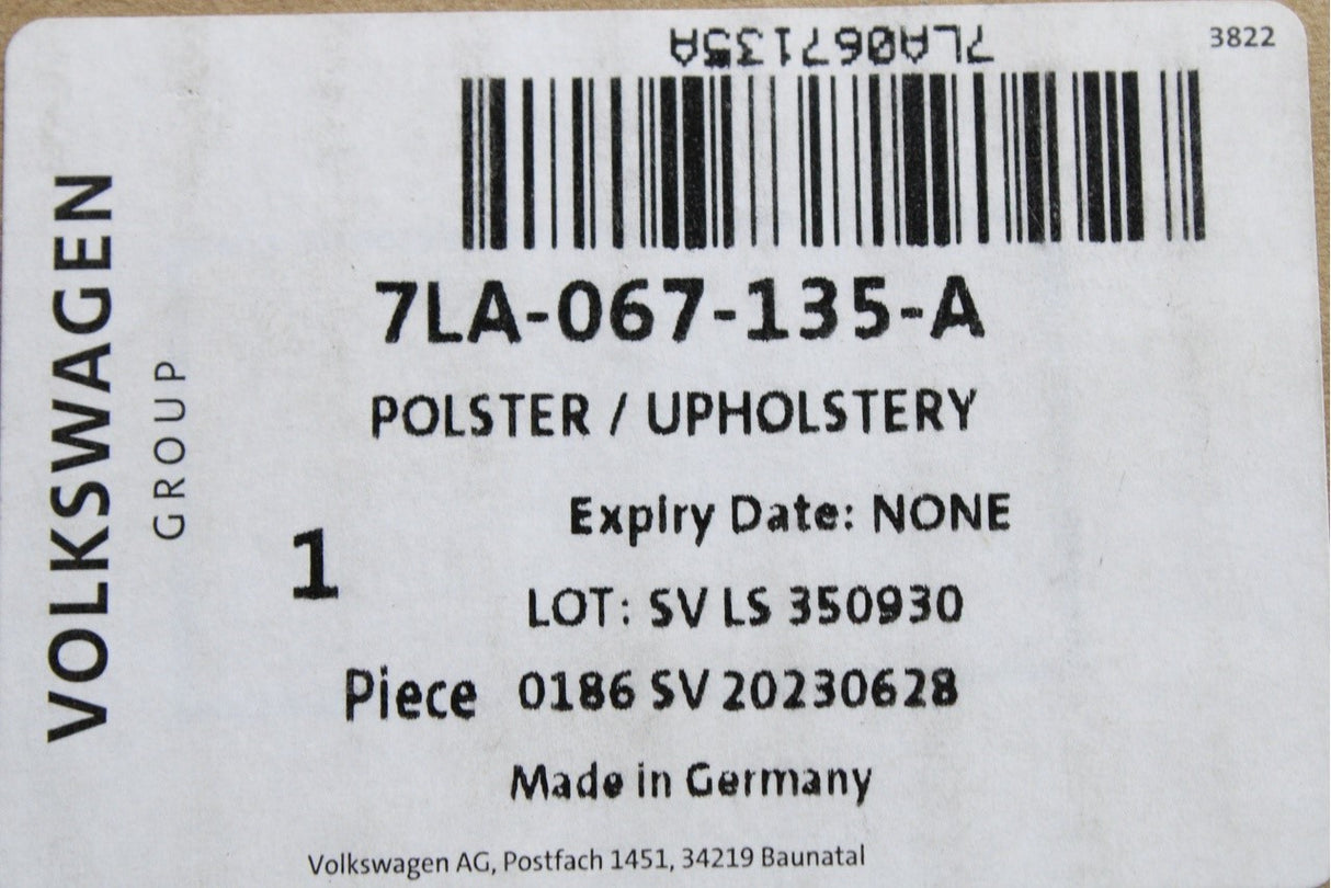 VW California T6.1 2020-2024 bed extension upholstery 7LA067135A