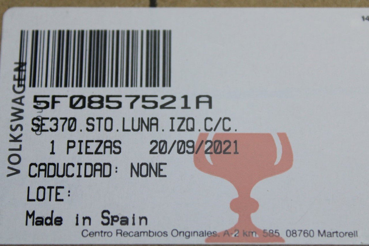 SEAT Ibiza Leon wing mirror glass with carrier plate (left) 5F0857521A