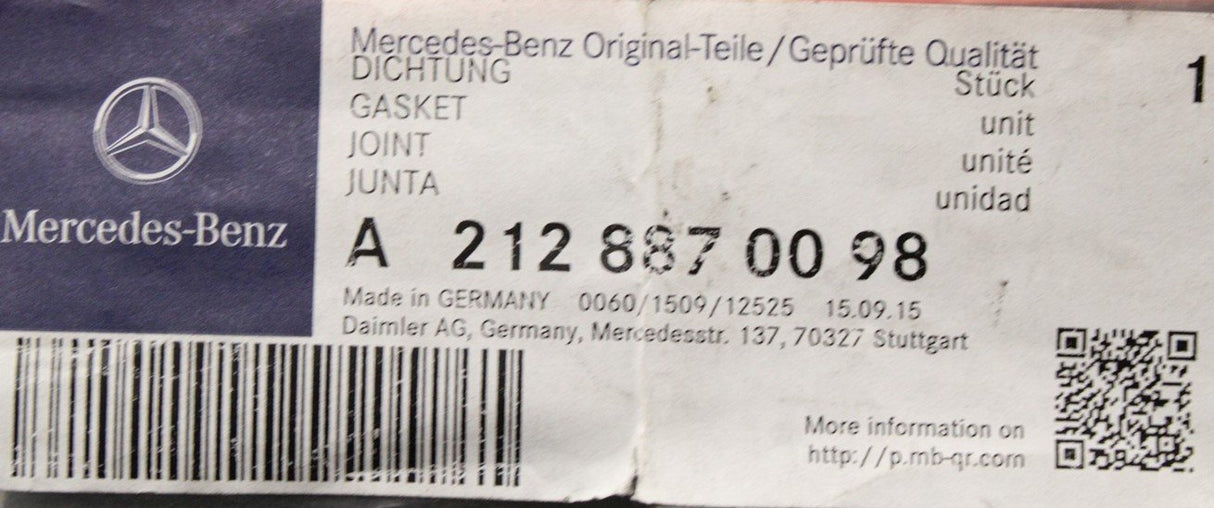Mercedes-Benz E-Class engine hood seal gasket A2128870098