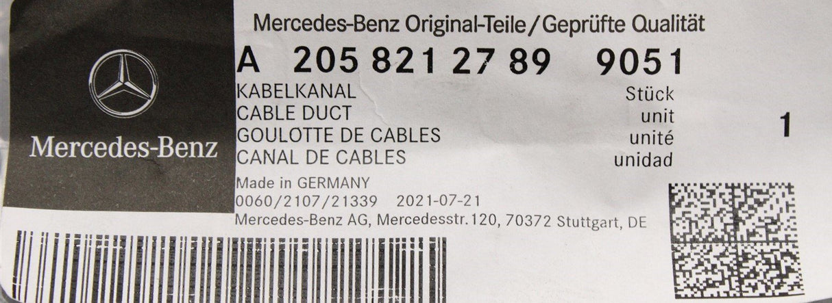 Mercedes-Benz cable duct A2058212789 9051