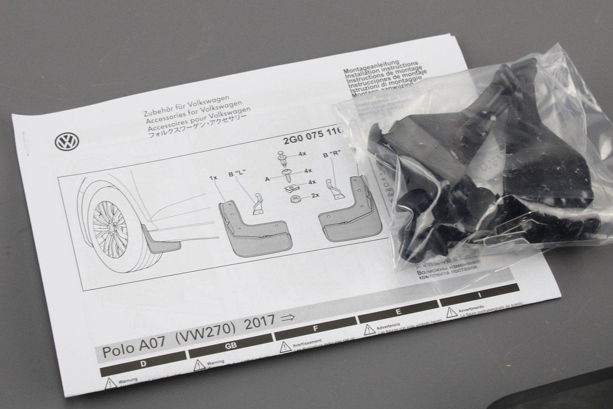 VW Polo AW 2018-on accessory mud flaps set (front) 2G0075116A