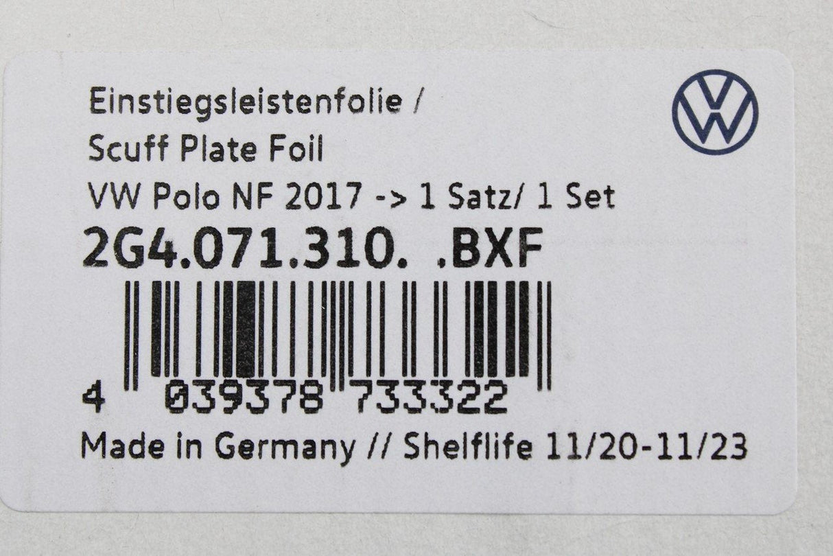 VW Polo AW 2018-on Door sill protector kit black & silver 2G4071310 BXF