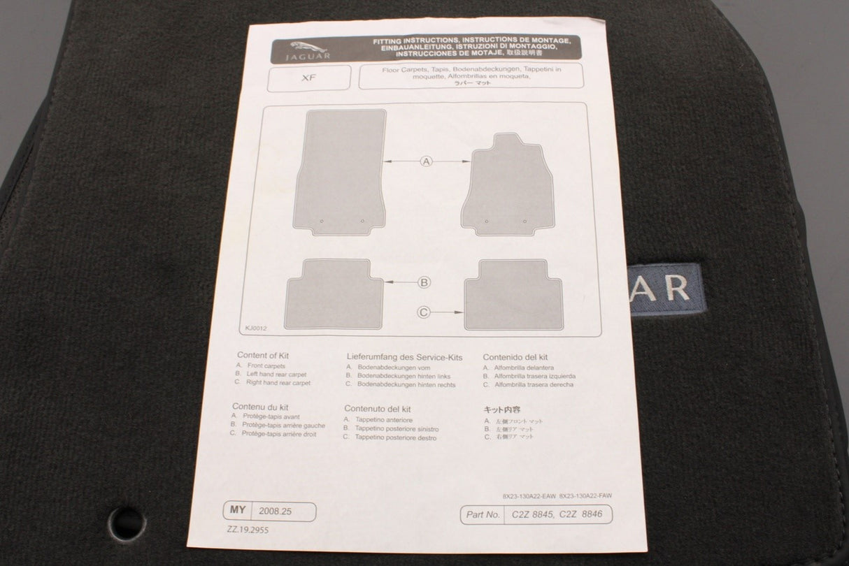 Jaguar XF 2009-2015 RHD premium carpet floor mat set C2Z8845LFN