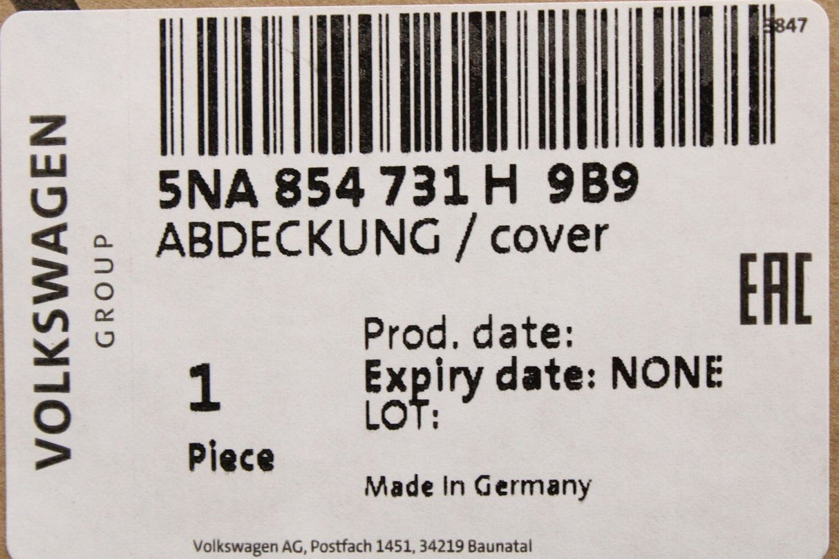 VW Tiguan 2016-on wheel arch trim (front left) 5NA854731H 9B9