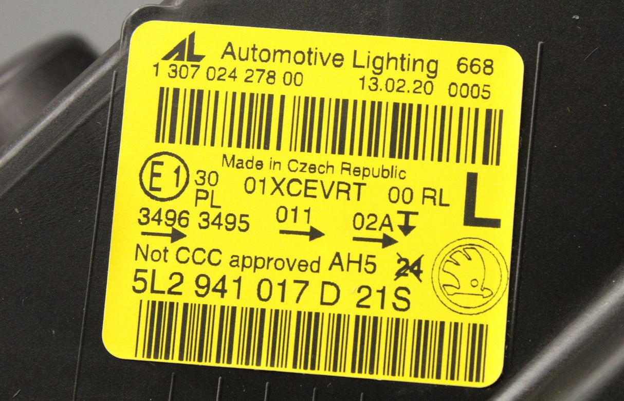 Skoda Yeti 5L 2014-2018 RHD Xenon headlight unit (left) 5L2941017D