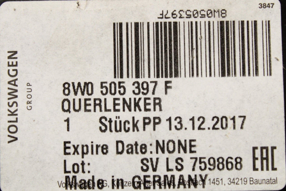 Audi A4 B9 2016-on A5 RS4 RS5 rear track control arm (left) 8W0505397F