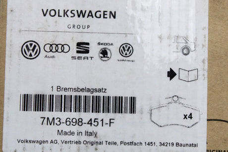 VW Sharan Transporter T4 SEAT Alhambra rear brake pads 7M3698451F