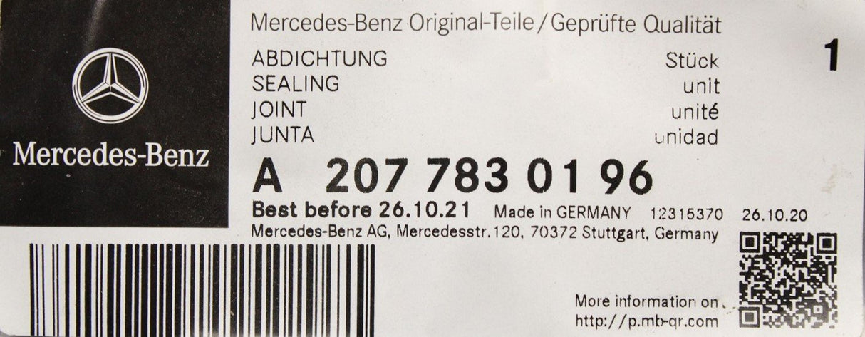 Mercedes-Benz C-Class panoramic sunroof seal A2077830196
