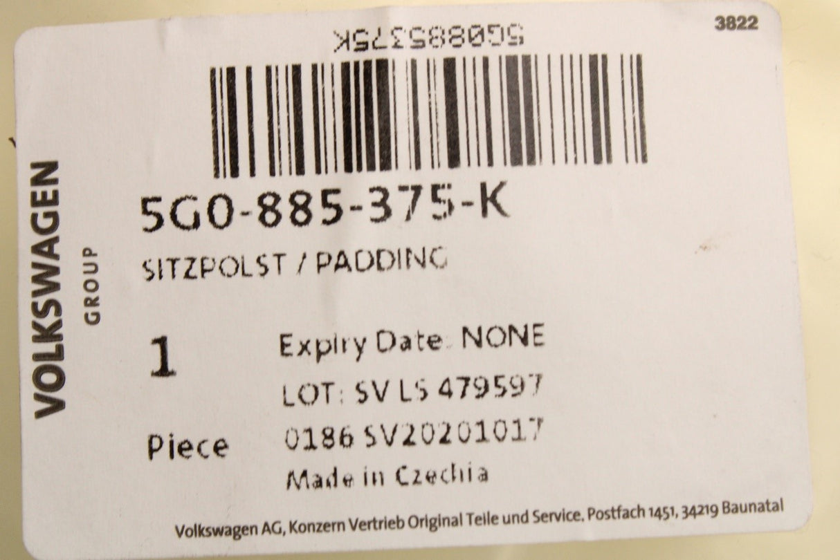 VW Golf MK7 MK7.5 2013-2020 rear seat bench foam padding 5G0885375K