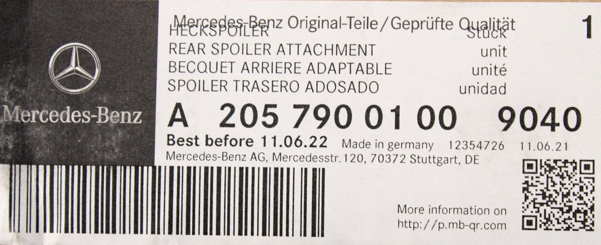 Mercedes-Benz C-Class rear spoiler lip attachment A2057900100 9040