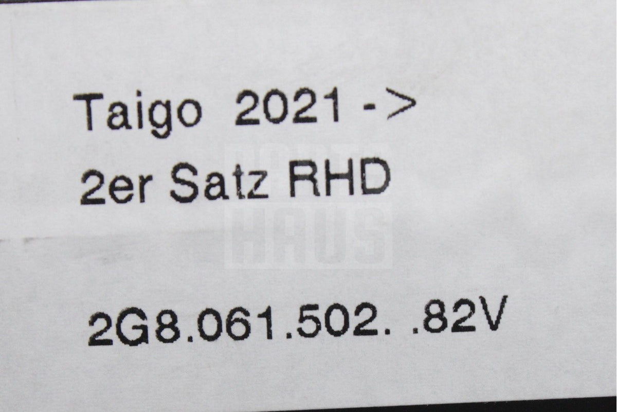 VW Taigo 2022-on front all weather rubber mats (RHD) 2G8061502 82V
