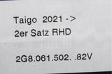 VW Taigo 2022-on front all weather rubber mats (RHD) 2G8061502 82V