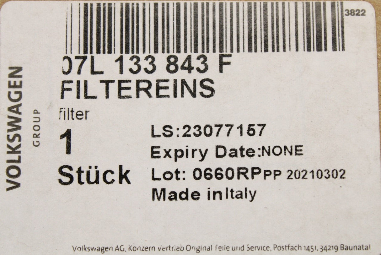 Audi RS6 2008-2011 left air filter element (5.0 V10) 07L133843F