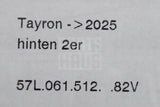 VW Tayron 2025-on all weather floor mats (rear) 57L061512 82V