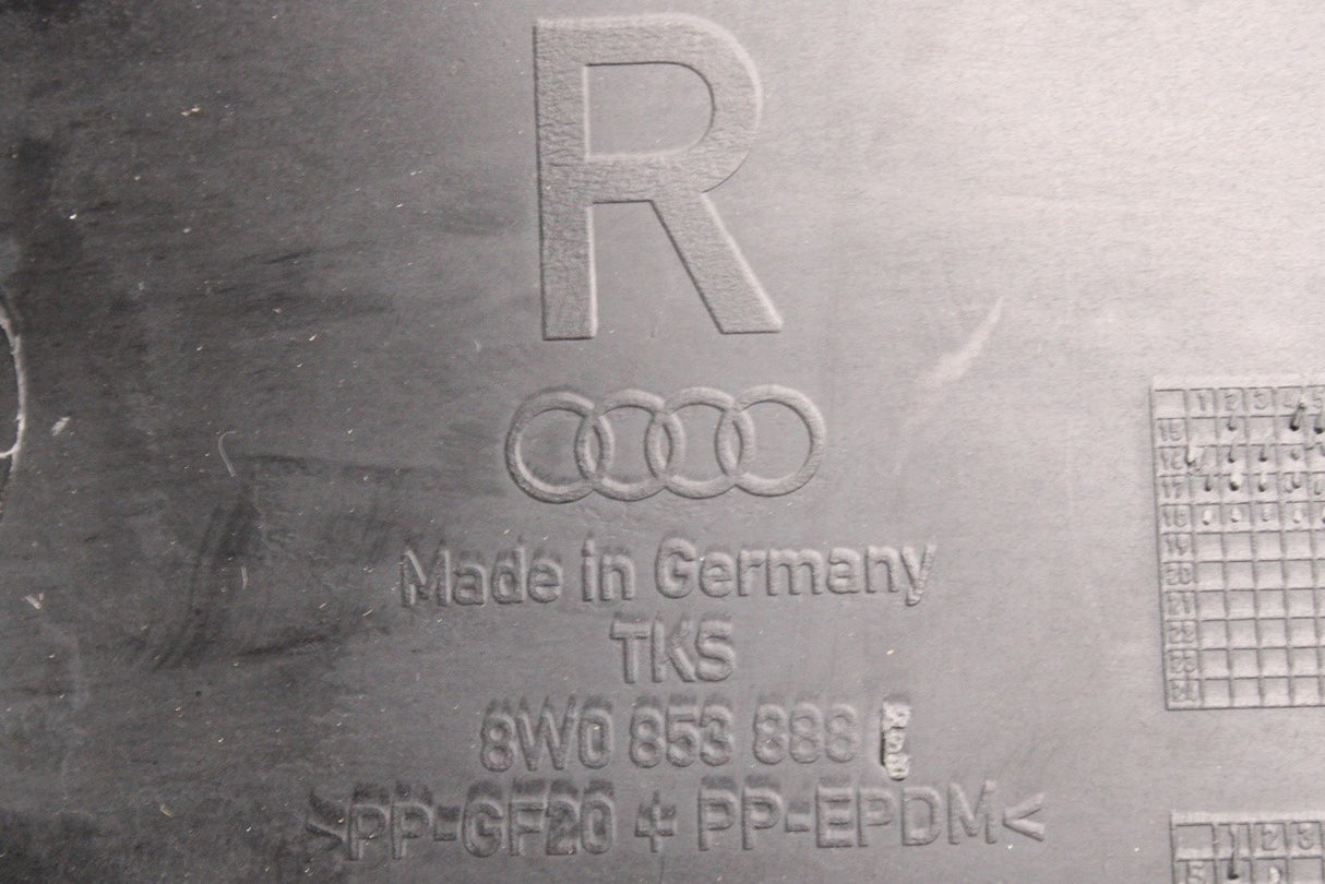 Audi A4 S4 B9 2016-25 wheel arch liner front section (right) 8W0853888E