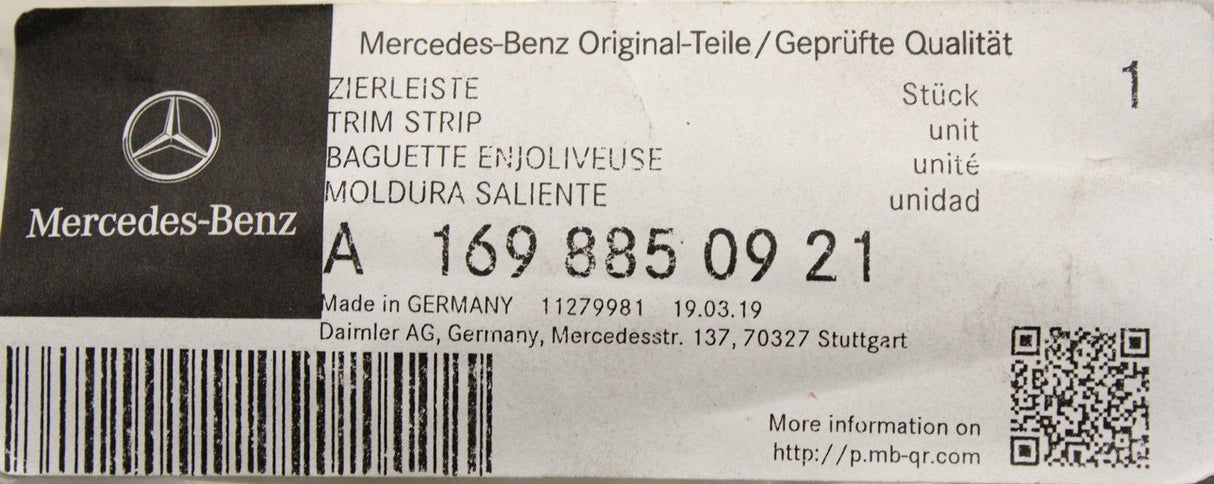 Mercedes-Benz A-Class rear bumper chrome strip A1698850921