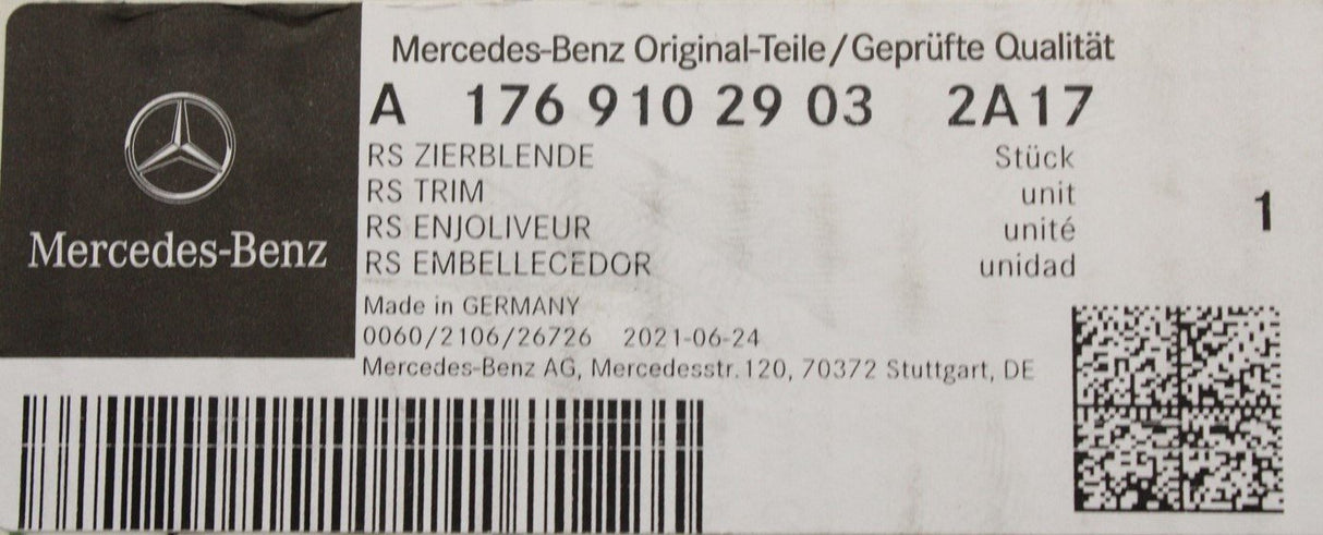 Mercedes-Benz C-Class Recaro seat trim A1769102903 2A17