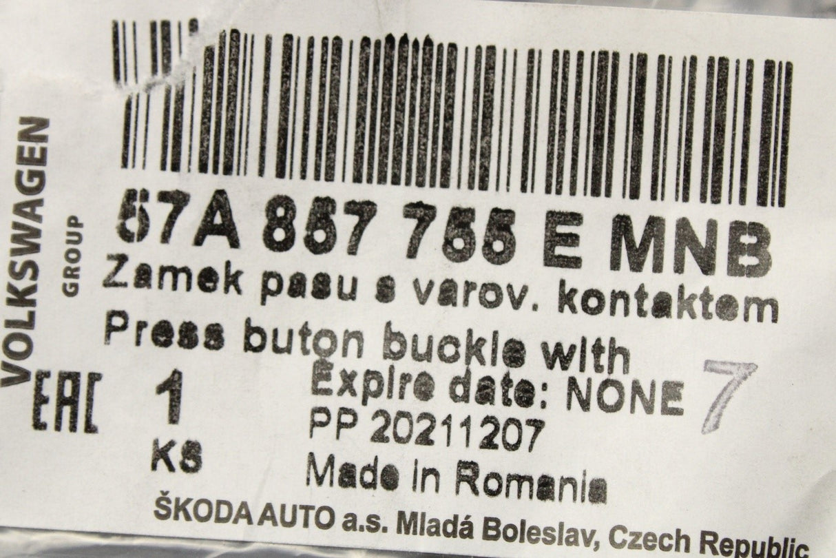Skoda Karoq 2018-on front seat belt latch 57A857755E MNB