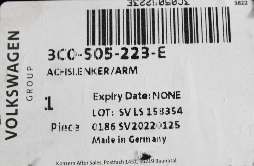 VW Passat CC Sharan SEAT Alhambra rear trailing arm (left) 3C0505223E
