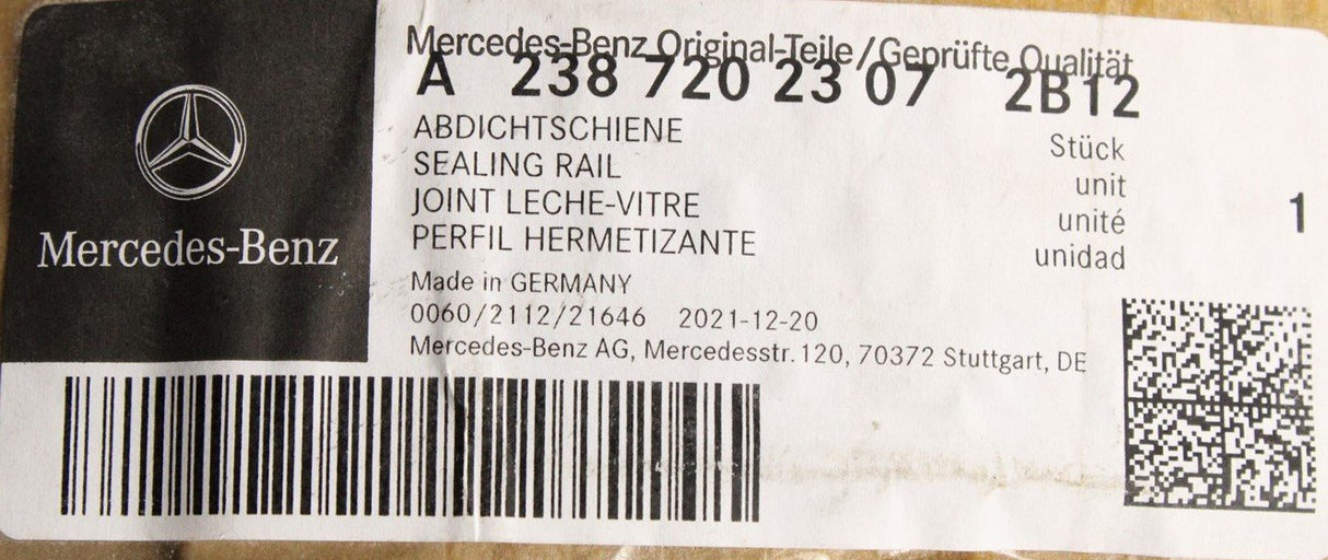 Mercedes-Benz E-Class lower door window seal (silver) A2387202307 2B12