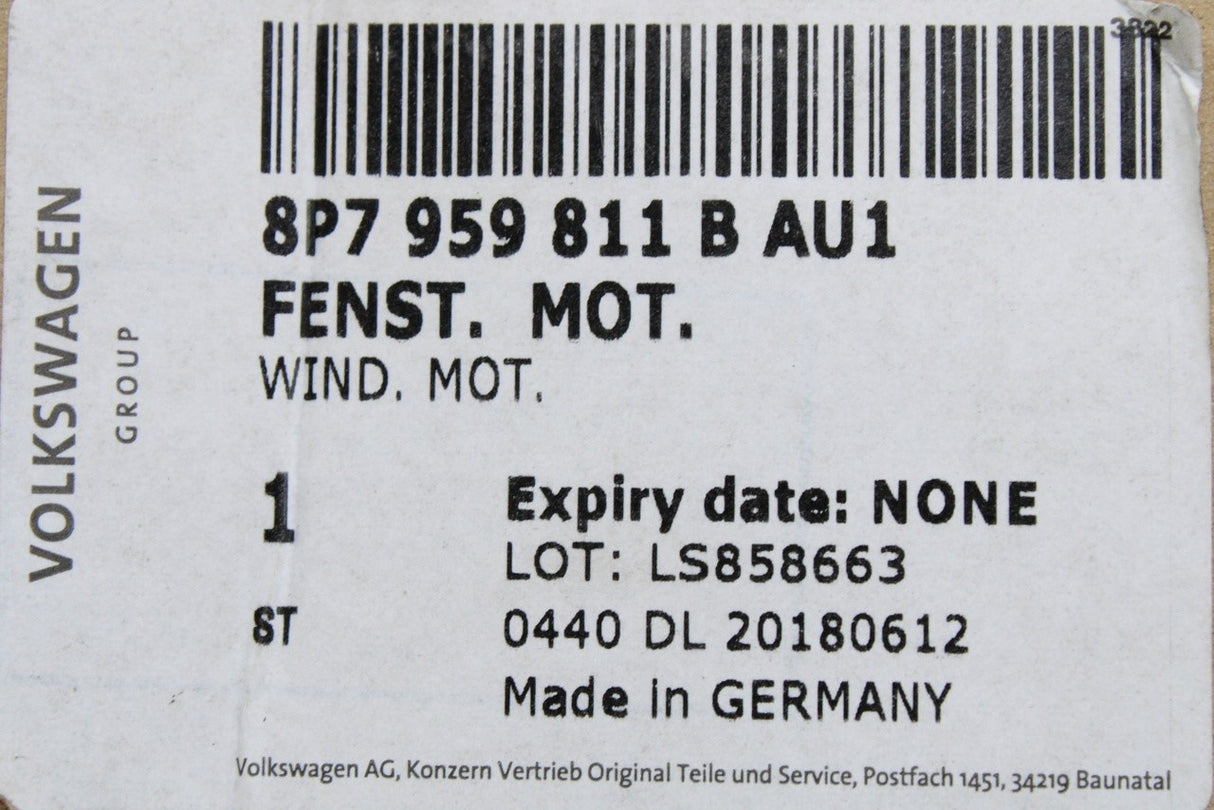 Audi A3 Cabriolet 2008-2013 rear window motor (left) 8P7959811B AU1