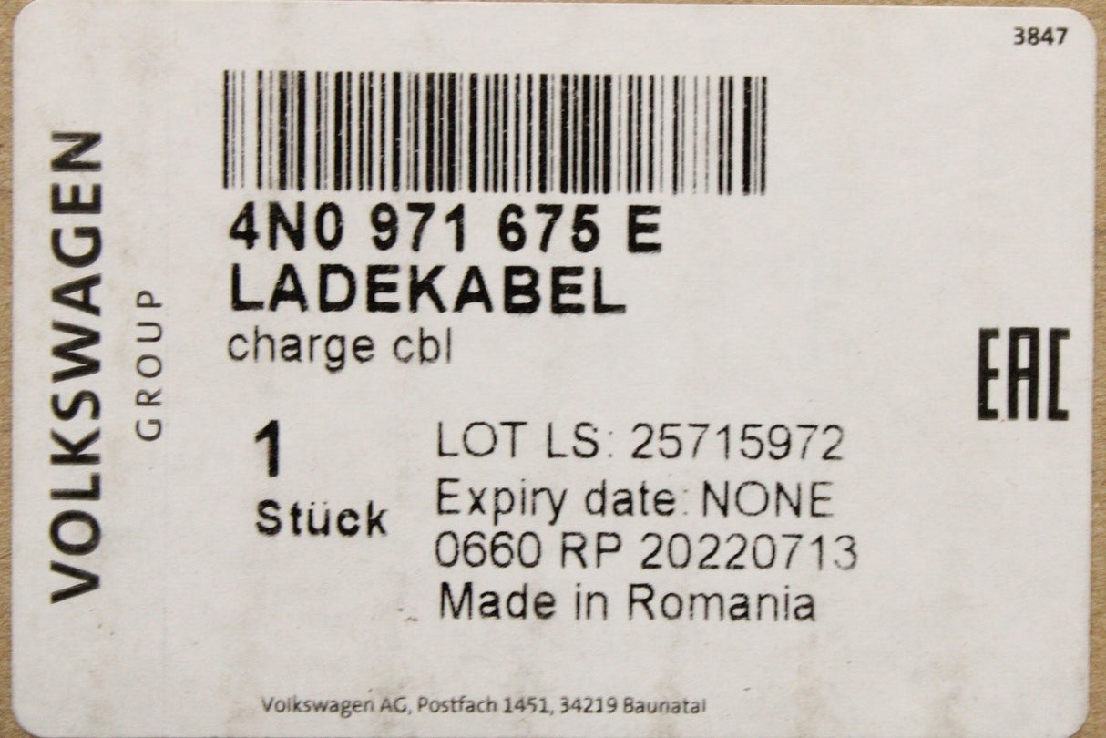 VW Touareg Audi A6 charge cable for public charging station 4N0971675E