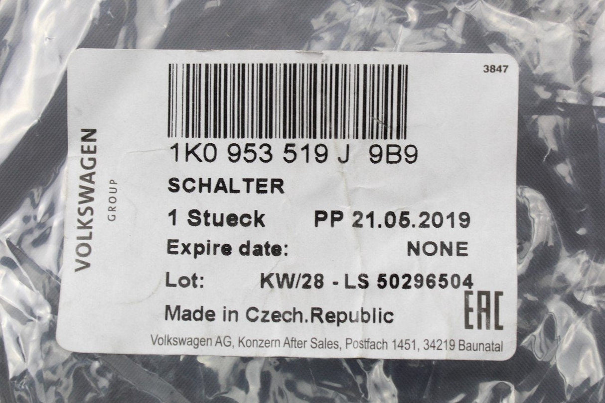 VW Golf Caddy Audi A3 SEAT Skoda wiper control stalk 1K0953519J 9B9