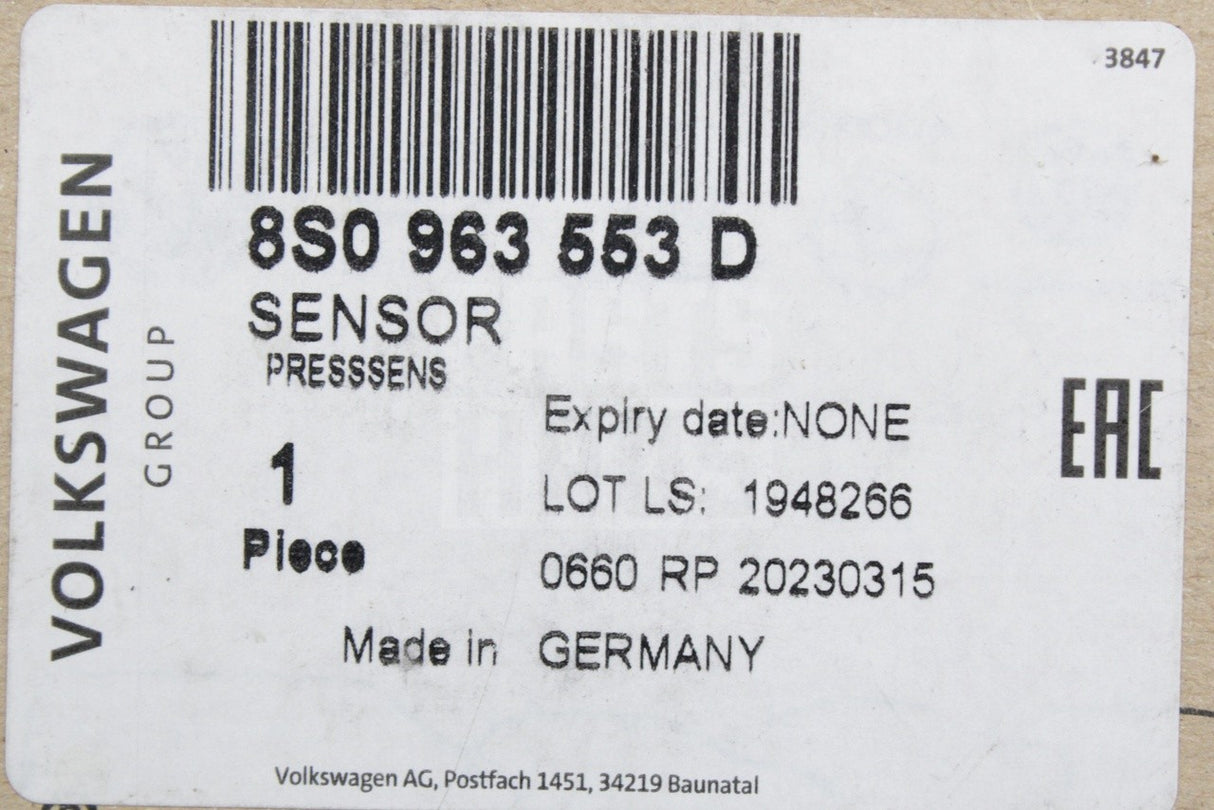VW Audi Skoda SEAT CUPRA passenger seat occupation sensor 8S0963553D