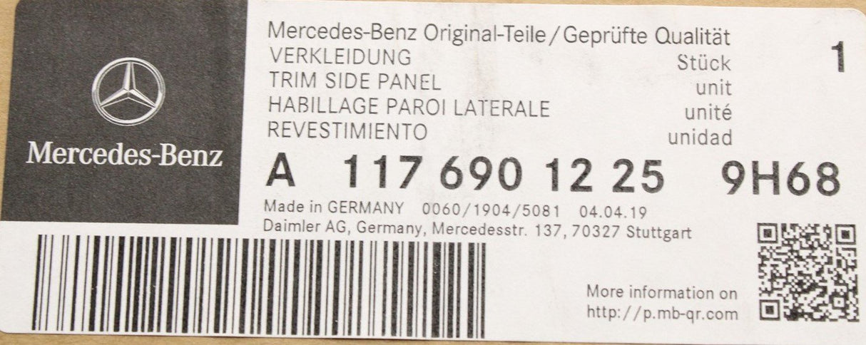 Mercedes-Benz CLA side panel trim A1176901225 9H68