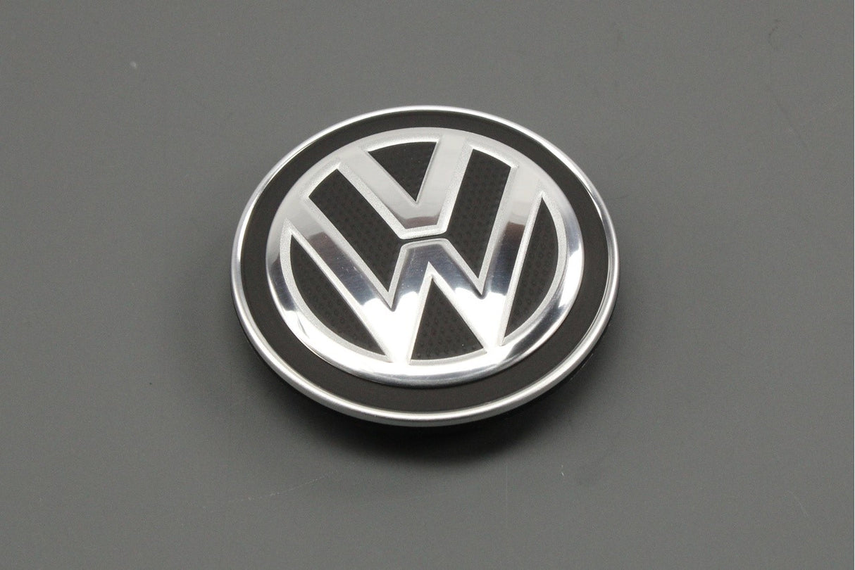VW 2011-on satin black/chrome alloy wheel centre cap (x1) 5G0601171 XQI