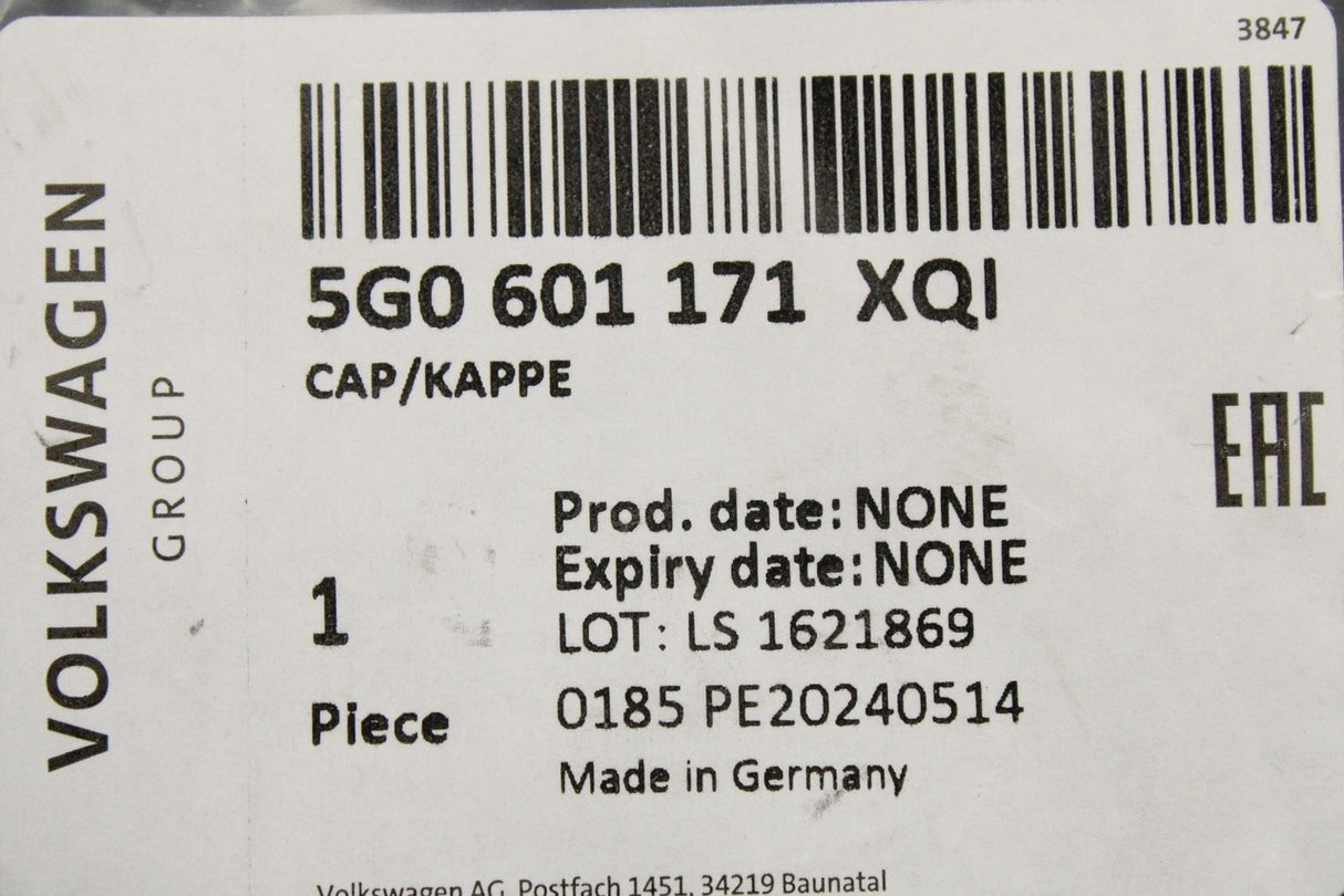 VW 2011-on satin black/chrome alloy wheel centre cap (x1) 5G0601171 XQI