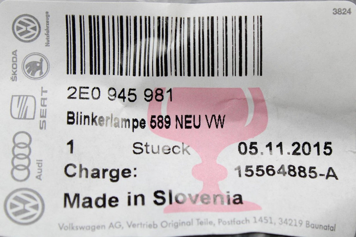 VW Crafter 2006-2016 wing mirror indicator bulb 12V 16W 2E0945981