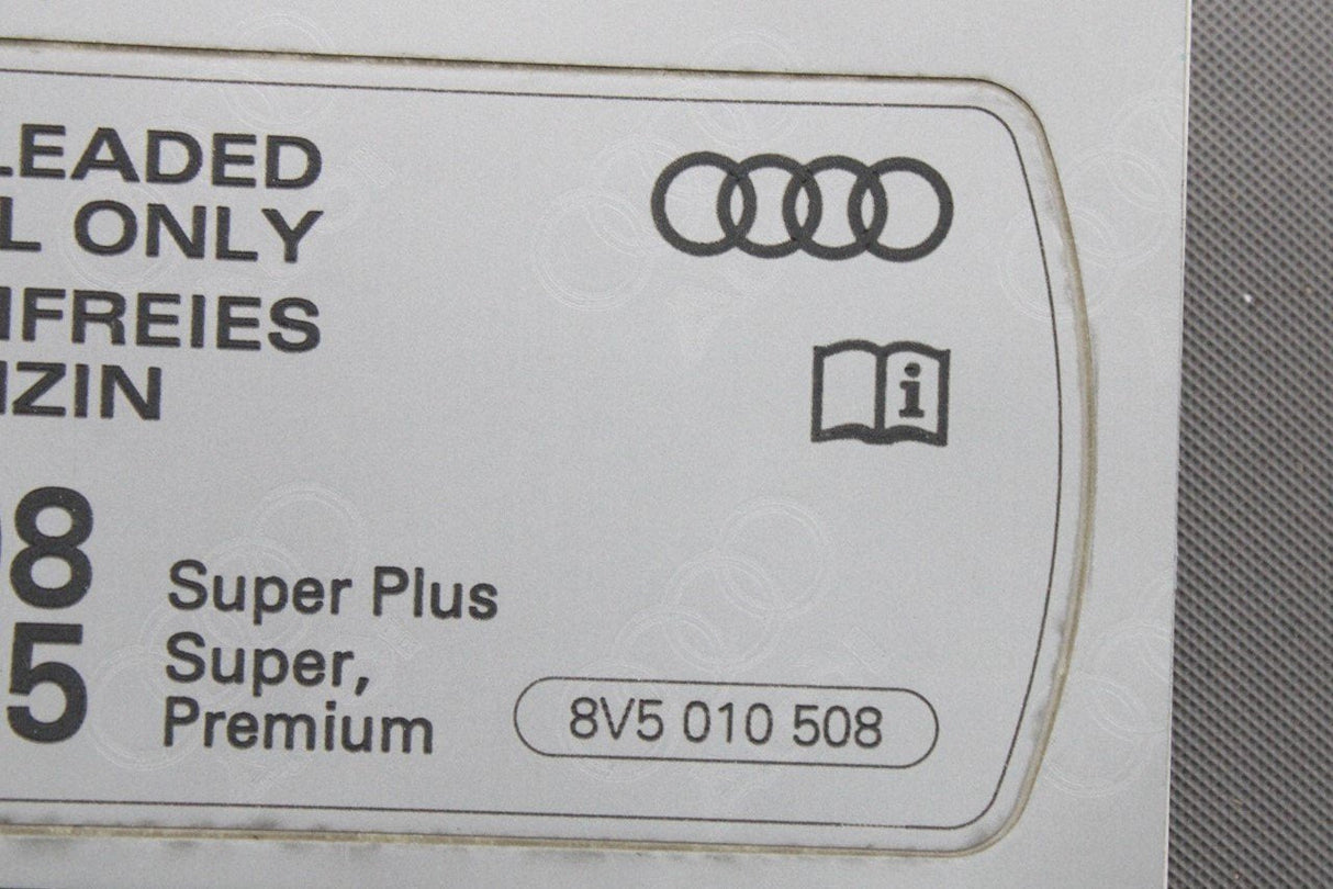 Audi A3 TT RSQ3 TTRS fuel filler tank petrol warning sticker 8V5010508