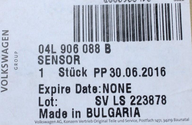 VW Golf Audi A3 Skoda SEAT 1.6 TDI exhaust temperature sensor 04L906088B