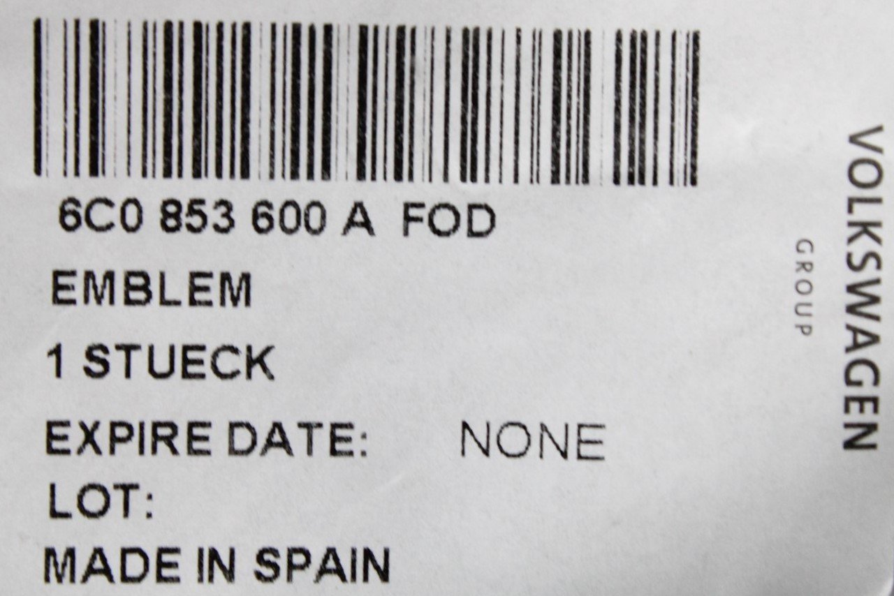 VW Polo 6C 2015-2018 front VW grille badge emblem 6C0853600A FOD