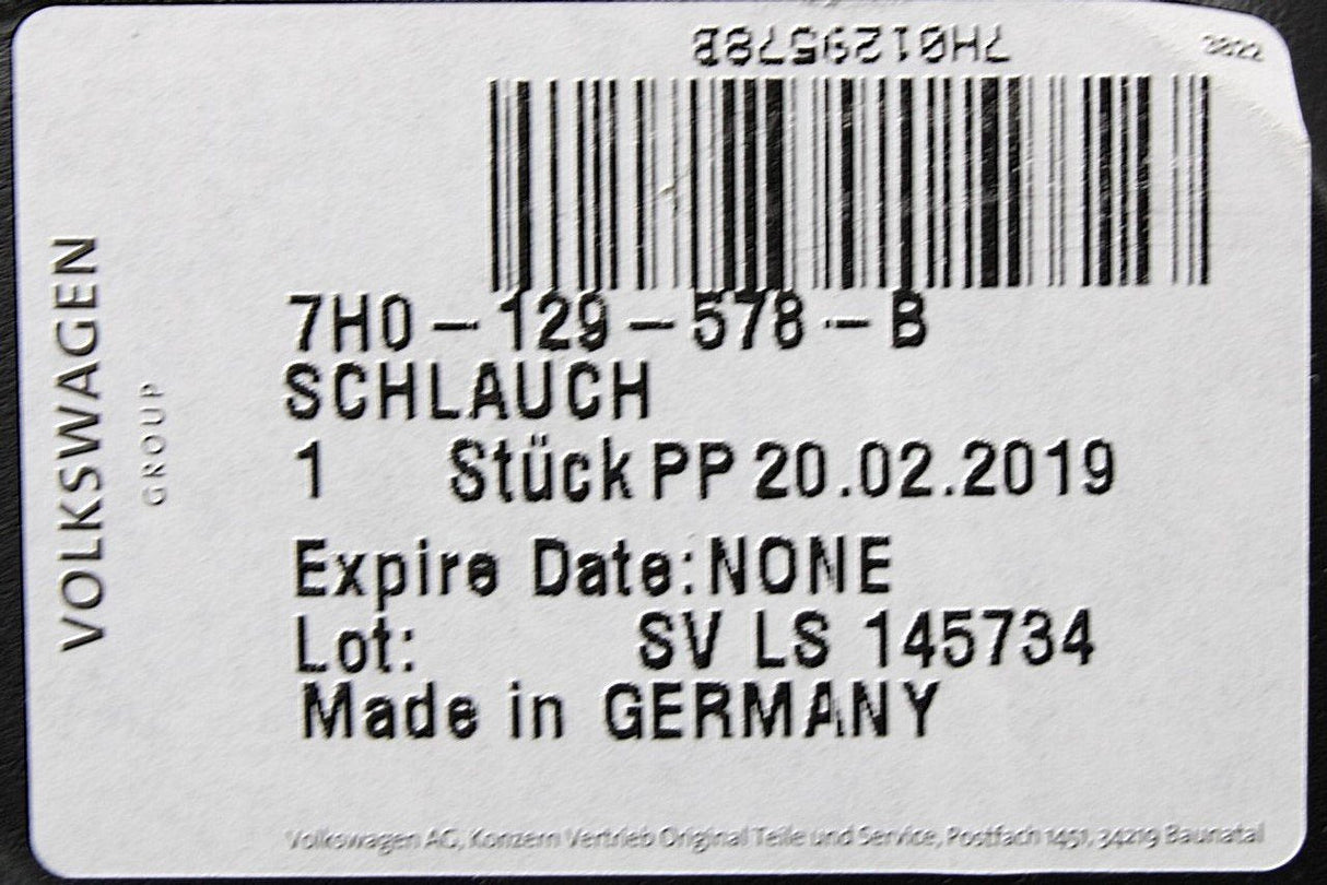 VW Transporter T5 T5.1 T6 1.9 2.0 2.5L TDi air intake pipe 7H0129578B